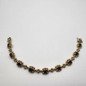 Ross-Simons Gold Plated Sterling Silver Sapphire & Diamond Tennis Bracelet (7")